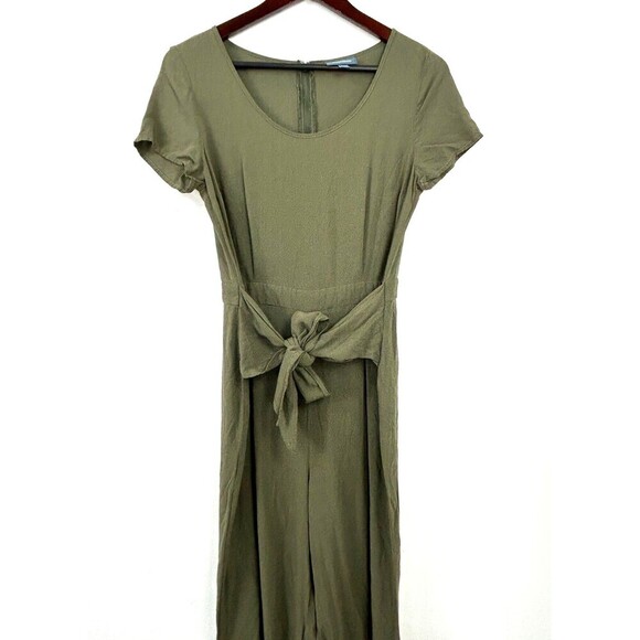 ModCloth Bay Area Believer Cropped Tie Front Jumpsuit Womens Size Medium Green E - Picture 5 of 13